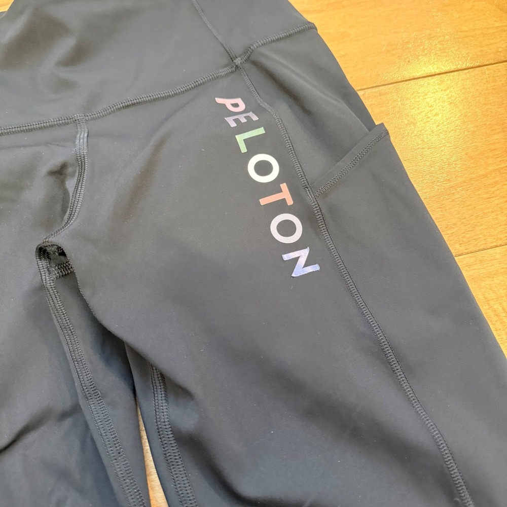 Lululemon Peloton Leggings Women Size 4 Black Reflective Crop Pockets Collab - Picture 3 of 7